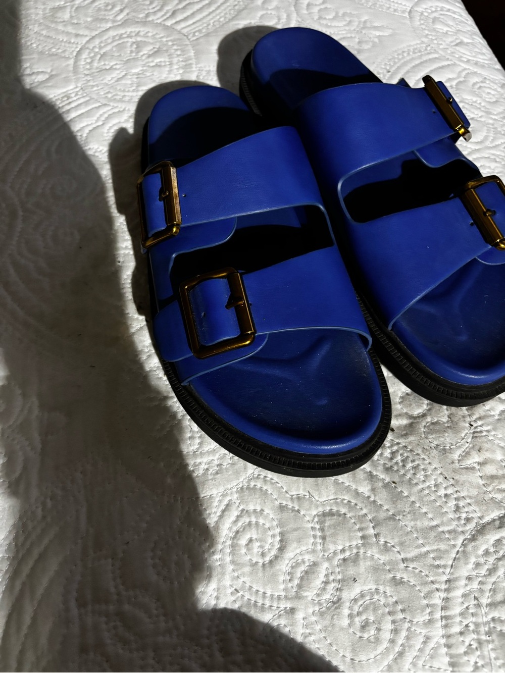 Banana Republic Royal Blue Double-Buckle Women's Slide Sandals